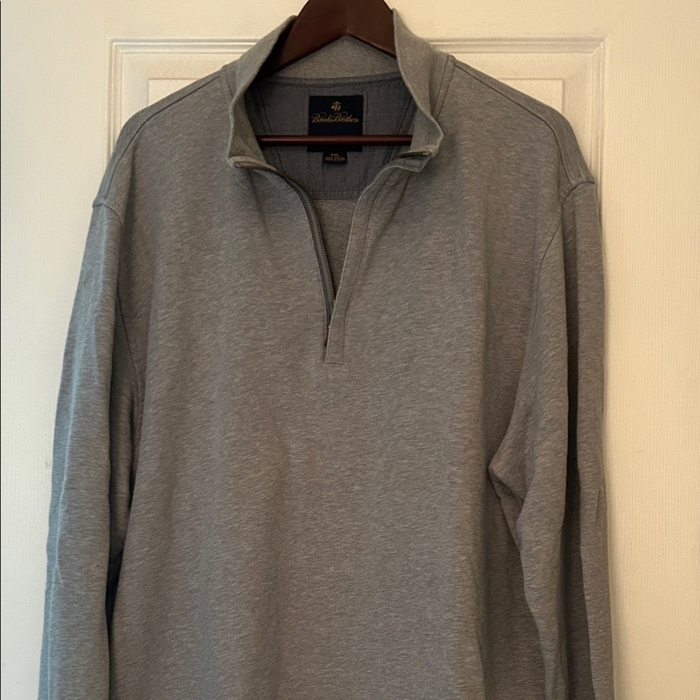 Mens 1/4 zip Brooks Brothers gray pullover